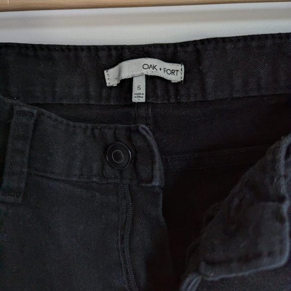 Oak + Fort Black Kick Flare Fringe Jeans - Picture 5 of 5